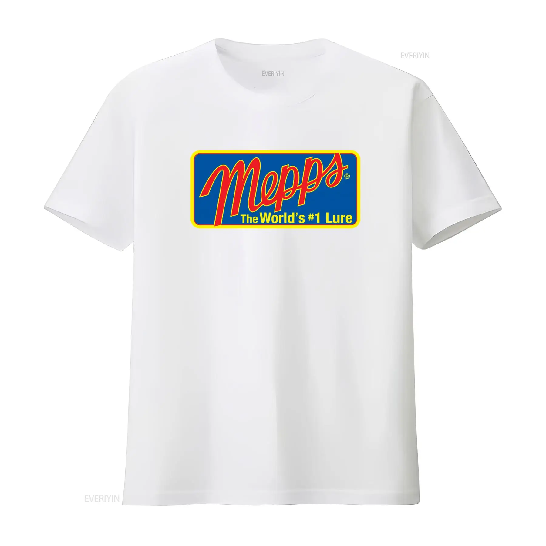 Camiseta com logotipo Mepps Fi - Fishing Lure Spinner avaliação e preço